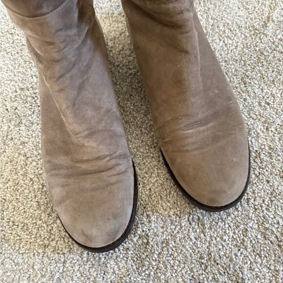 Stuart Weitzman Suede Over-The-Knee Flat Boots - 8.5 - Slate Grey - Picture 3 of 13